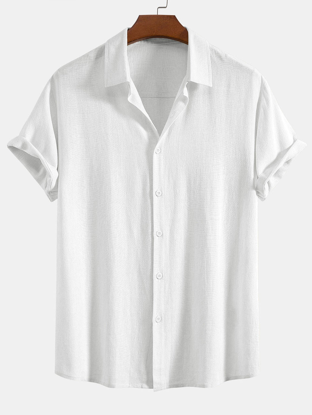 Men's linen-blend shirt with short sleeves, button placket and relaxed fit.