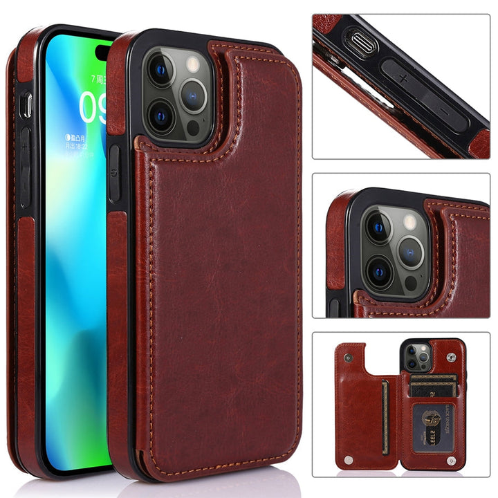 LeatherGuard | Elegant Leather Case with Card Compartments and Magnetic Closure | Vanero