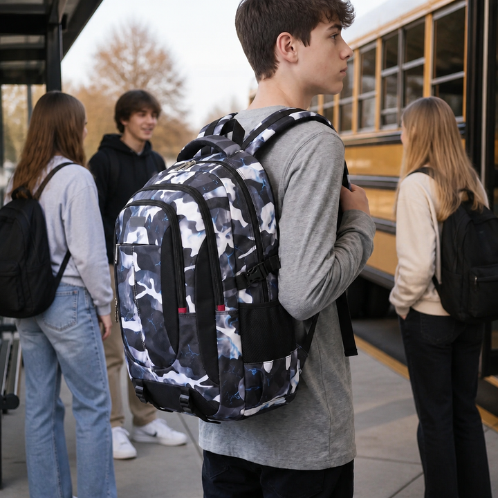 Boxy School Backpack with Compartments – Vakron