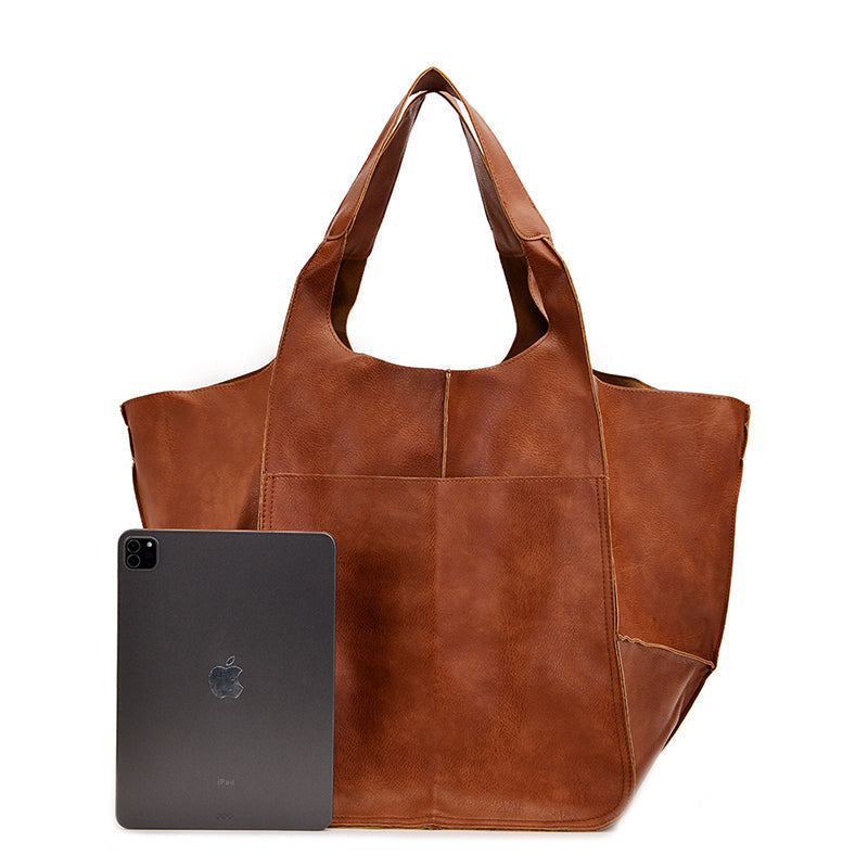 Oversized Leather Vintage Shoulder Bag for Women