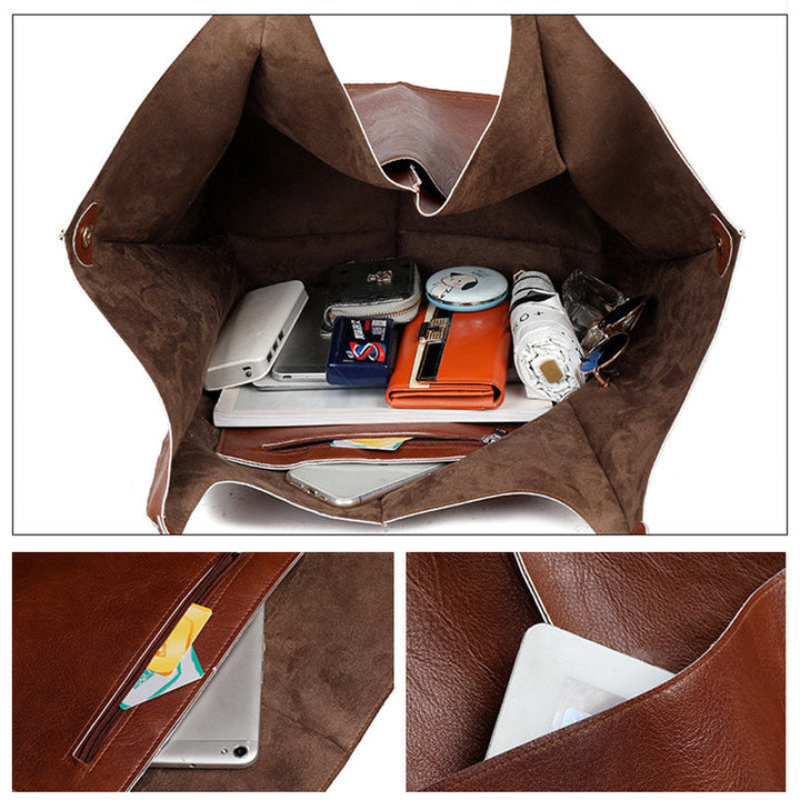 Oversized Leather Vintage Shoulder Bag for Women