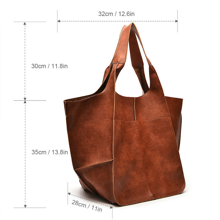 Oversized Leather Vintage Shoulder Bag for Women