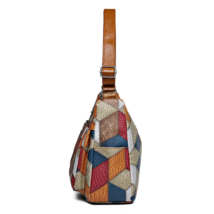 Everyday Patchwork Bag with Faux Leather Inserts.