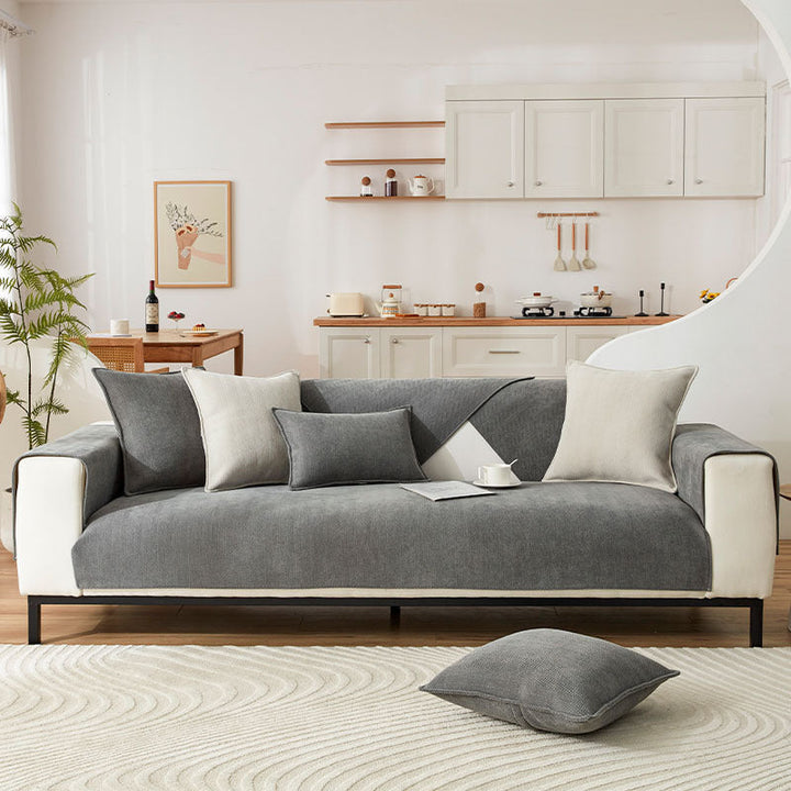 AestheticCover™ | Chenille Sofa Cover with Herringbone Pattern