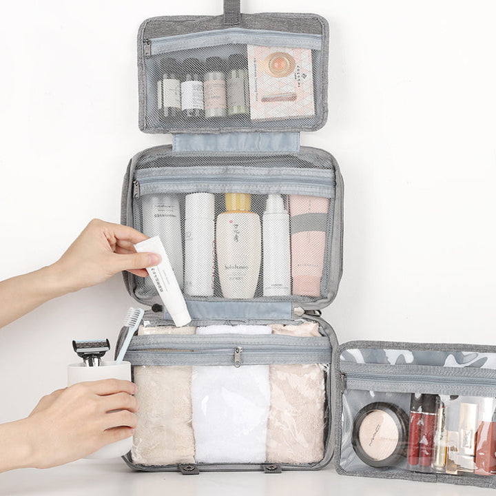Travelique Travel Cosmetics Organizer | Compact and Waterproof | With 4 Compartments and 360° Hook | For Women and Men