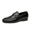 Men’s Metal Buckle Slip-On Loafers with Elegant Casual Business Style