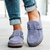 Women’s Suede Buckle Slippers with Soft Foam Comfort Sole