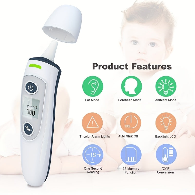 2-in-1 Digital Thermometer with 1-Second Fast Measurement – Suitable for Forehead and Ear