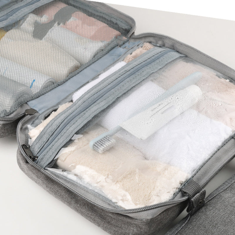 Travelique Travel Cosmetics Organizer | Compact and Waterproof | With 4 Compartments and 360° Hook | For Women and Men