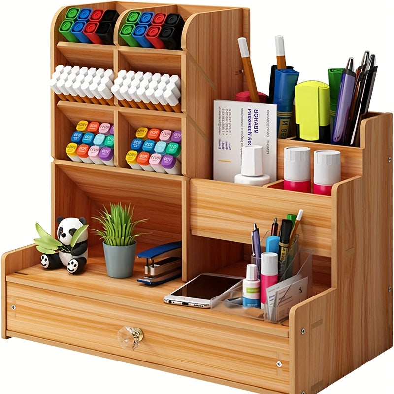 Spacious Bamboo Desk Organizer with Drawer – Organize Your Workspace Efficiently and in Style