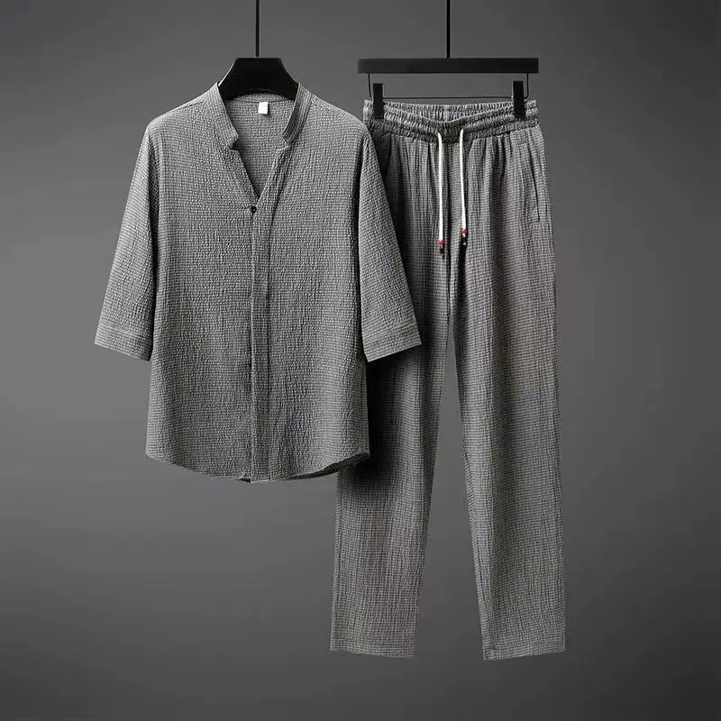 Vintage Linen Tracksuit Men's 2-Piece Set