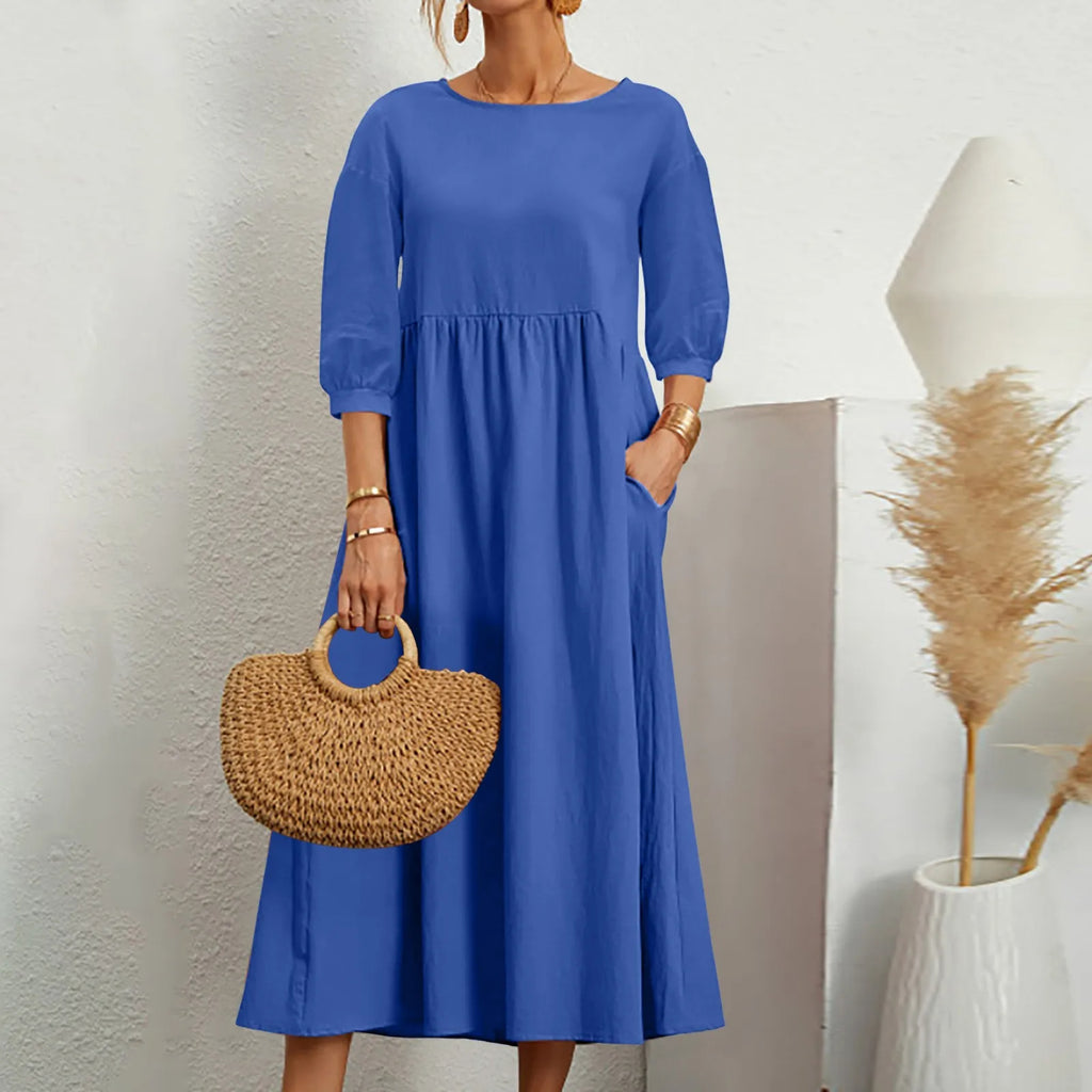 Casual Loose Patchwork Midi Dress Effortless Style Meets Everyday Comfort
