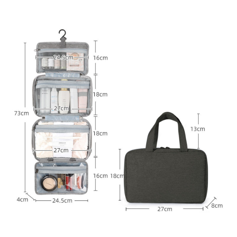Travelique Travel Cosmetics Organizer | Compact and Waterproof | With 4 Compartments and 360° Hook | For Women and Men