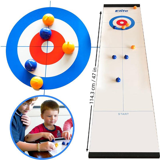 Mini-Curling-Spiel für zu Hause mit rutschigen Steinen und magnetischen Stöcken