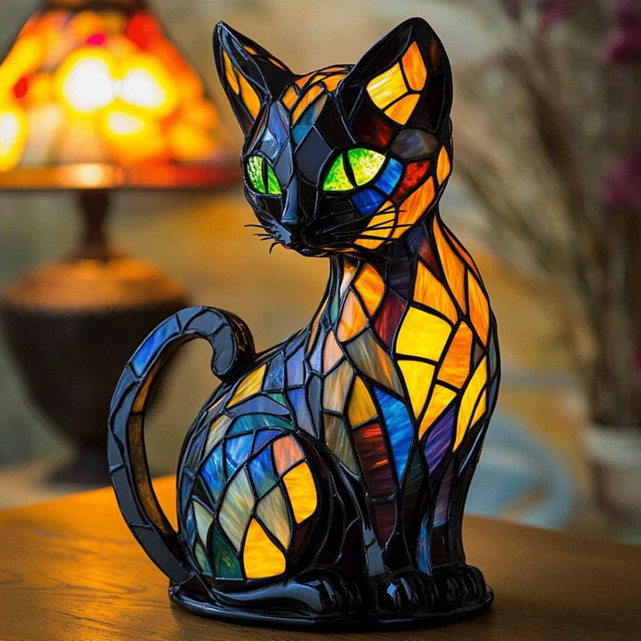 Dekorative Katzenlampe mit Mosaikdesign und Warmem Ambientelicht – Elegante Wohndekoration
