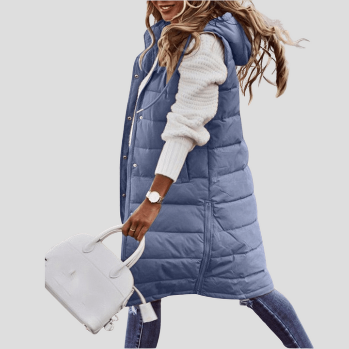 Women’s Long Hooded Bodywarmer