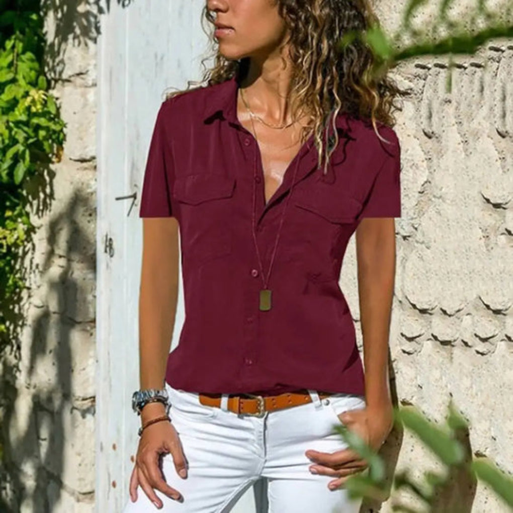 Elegant Short-Sleeve Blouse for Women