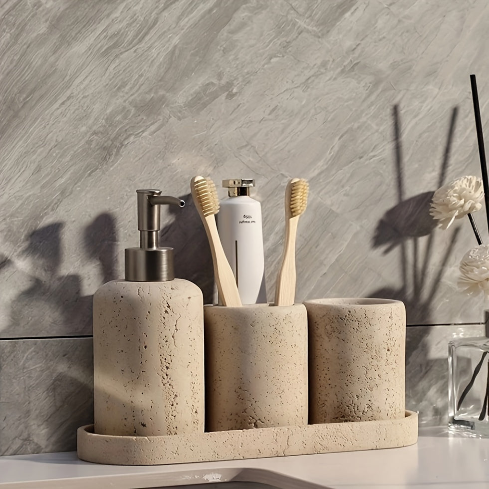Marble Soap Dispenser – Luxury Resin Dispenser with Stainless Steel Pump for Bathroom or Kitchen