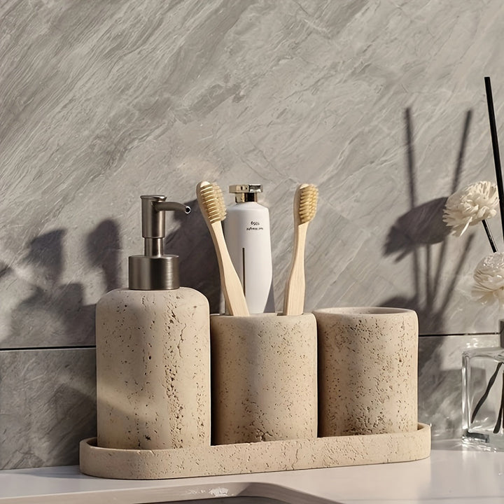 Marble Soap Dispenser – Luxury Resin Dispenser with Stainless Steel Pump for Bathroom or Kitchen