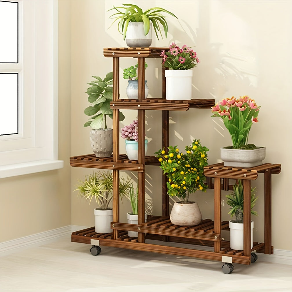 6-Tier Wooden Plant Stand – Carbonised Finish