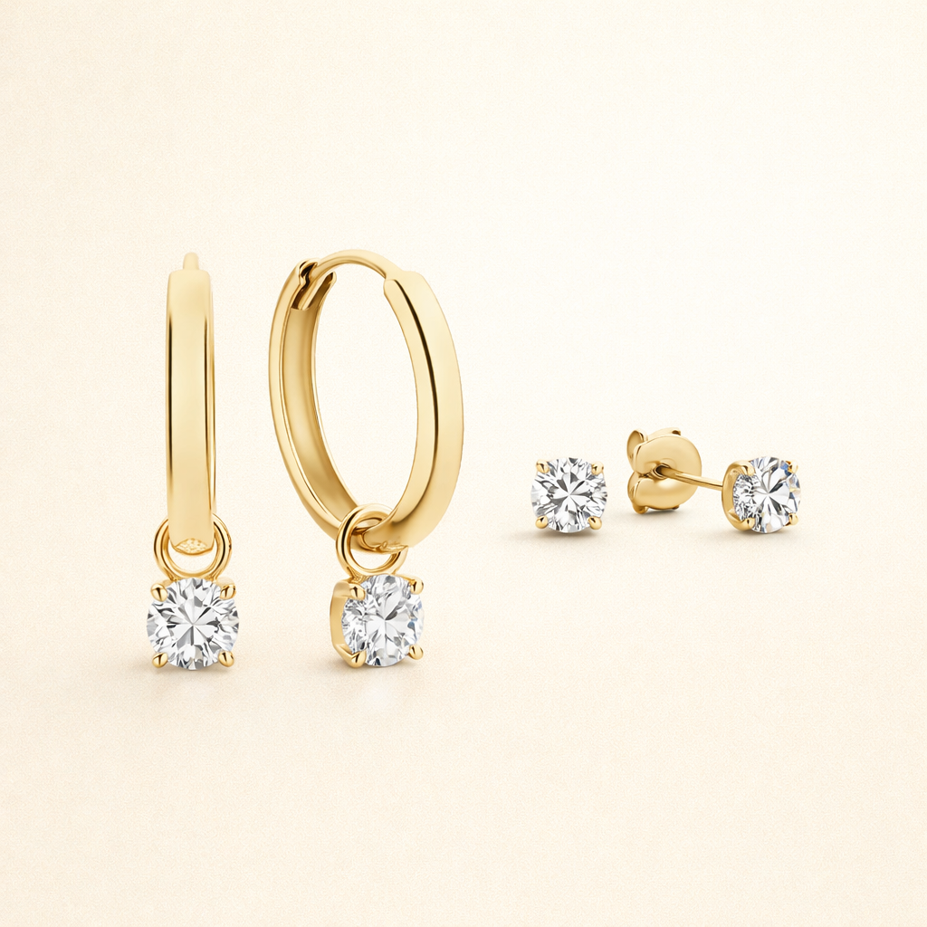 Set of gold earrings