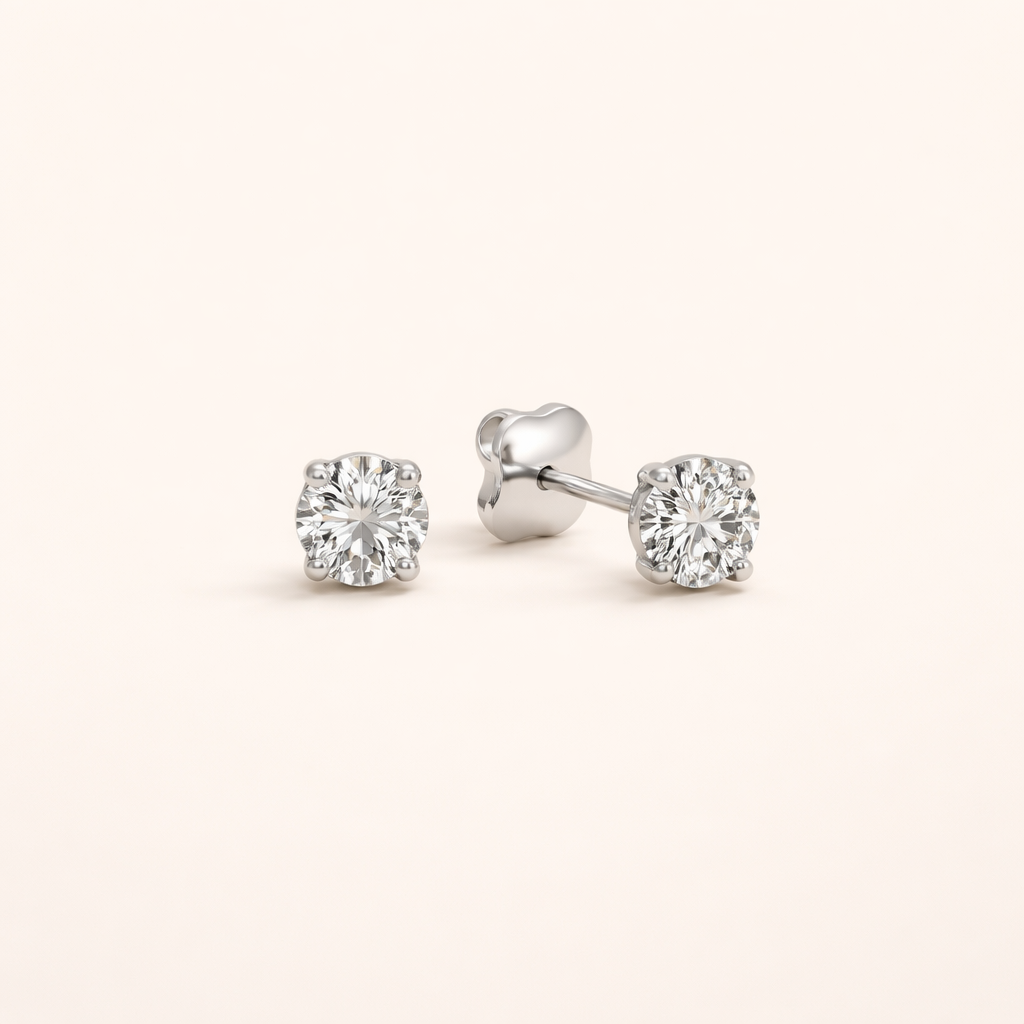 White gold earrings with moonstone charm