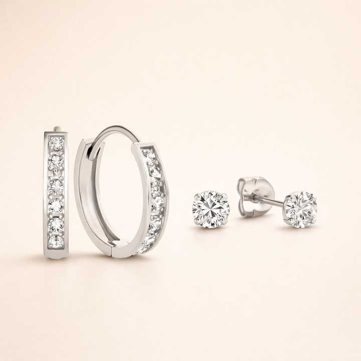 Elegant white gold earrings with sparkling stones