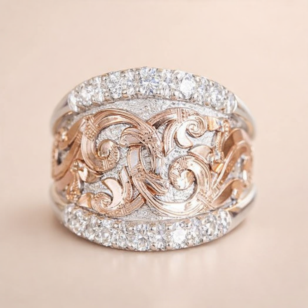 Refined Silver Ring with Rose Petal Design