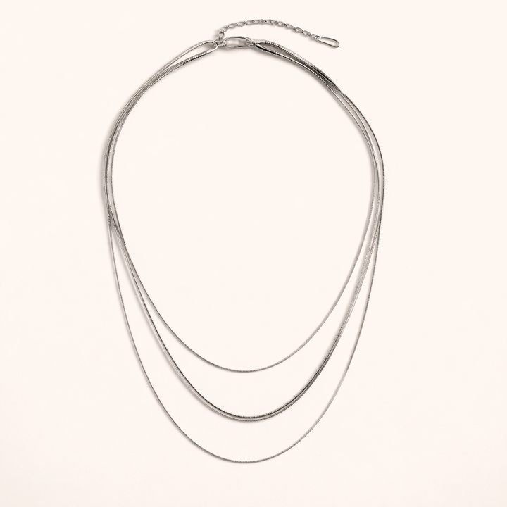 Elegant silver multi-layer necklace
