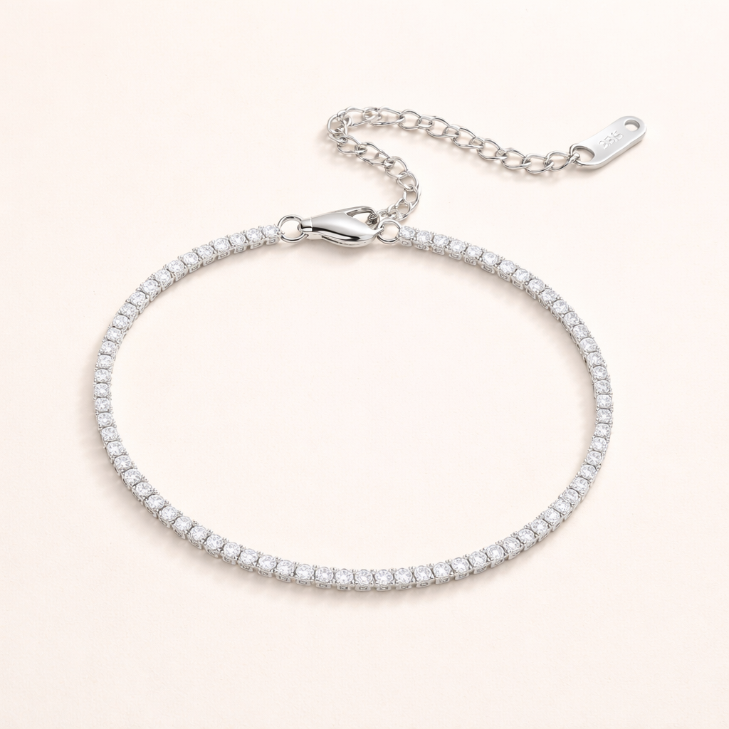 Elegant silver tennis bracelet with subtle cubic zirconia