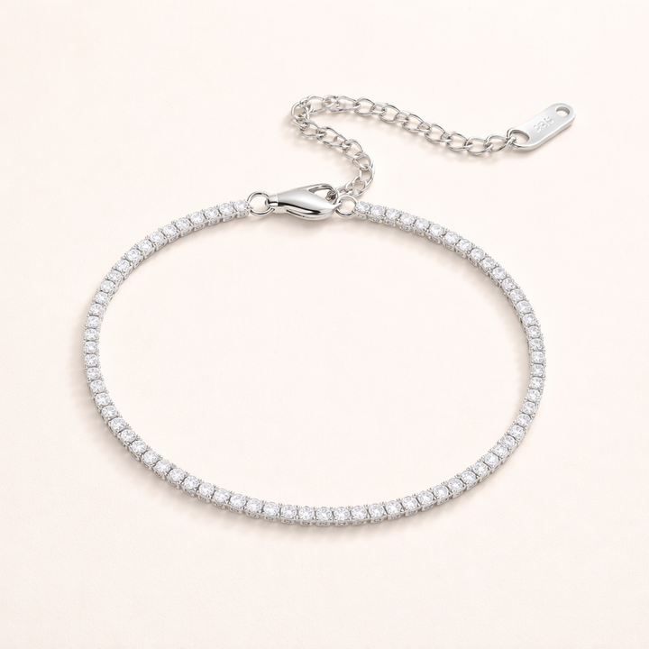 Elegant silver tennis bracelet with subtle cubic zirconia