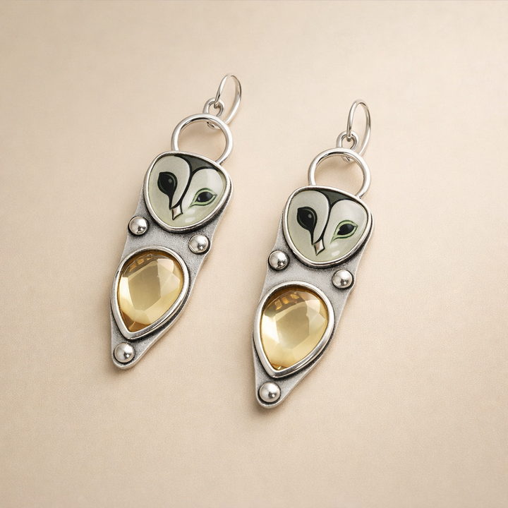 Boho Owl Dangle Earrings - Nickel-Free for Sensitive Ears