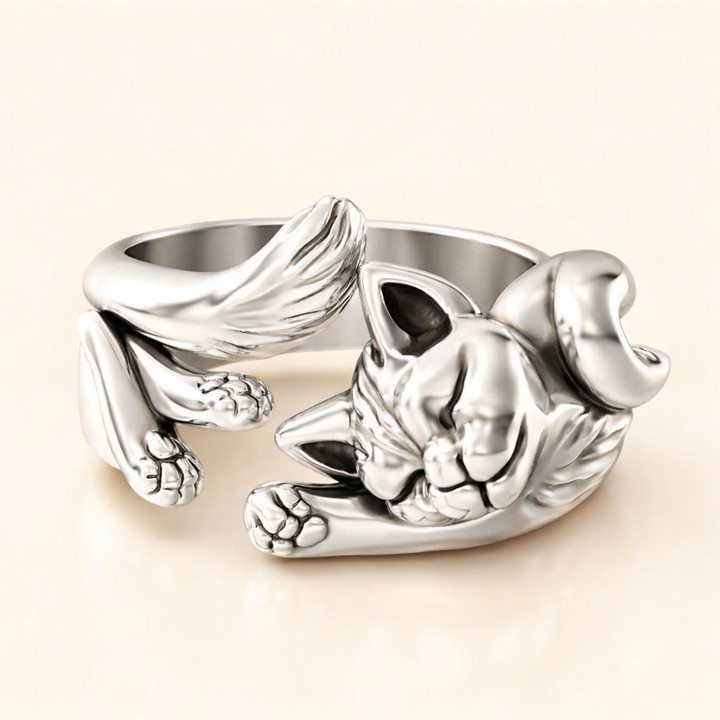 Silver Vintage Cat Ring