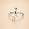 Stainless steel cute cat ring