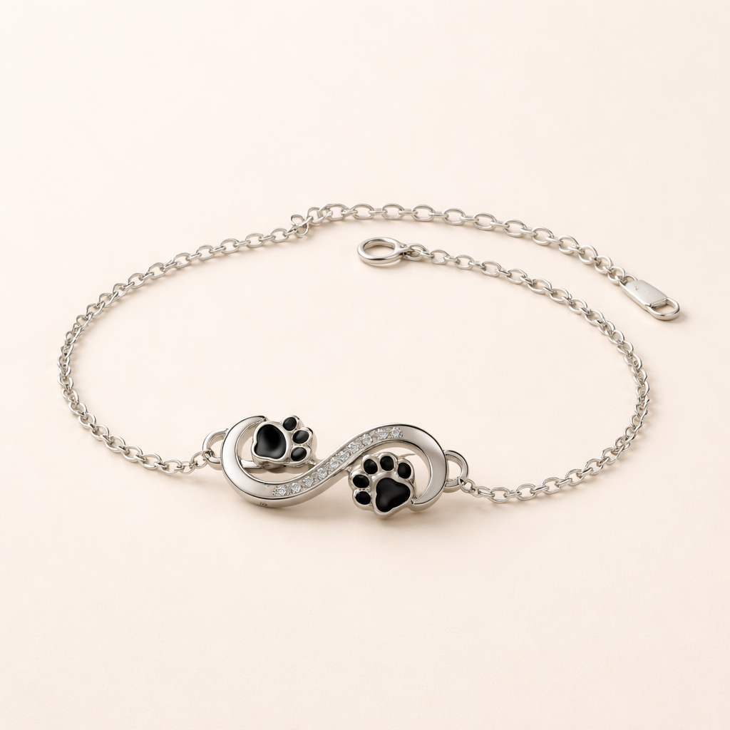 Infinity Symbol Pendant Pet Paw Bracelet with Zirconia