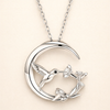 Moon Bird Vintage Silver Pendant Necklace