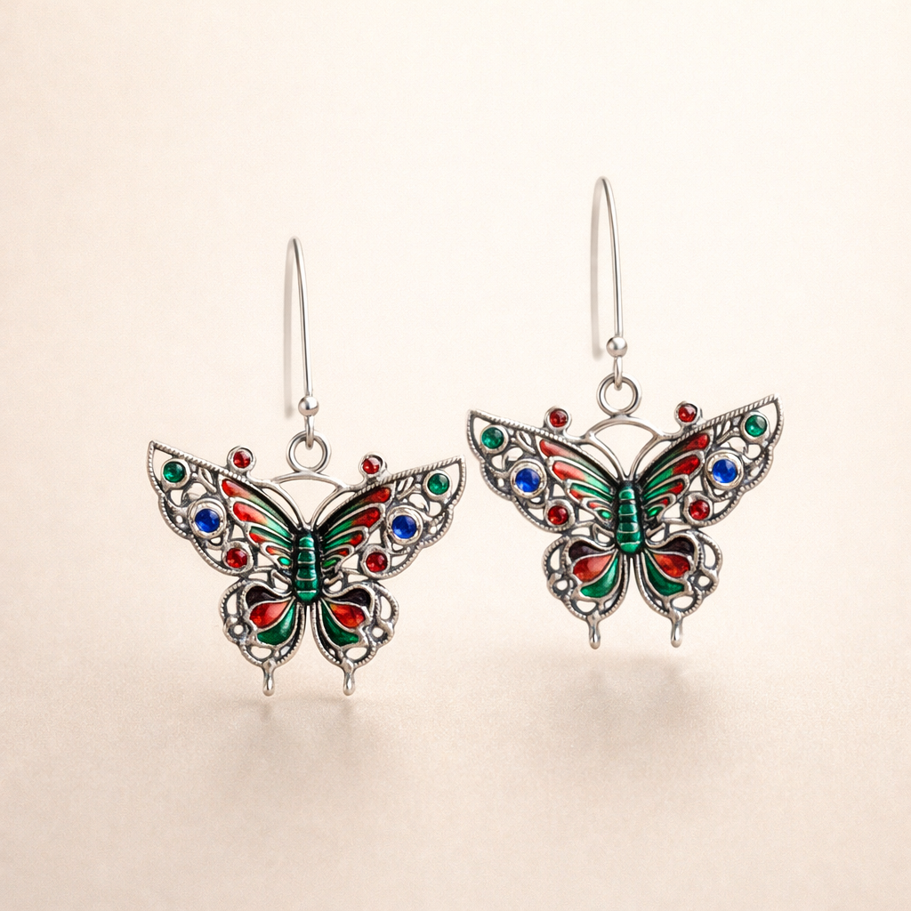 Vintage Colourful Butterfly Earrings