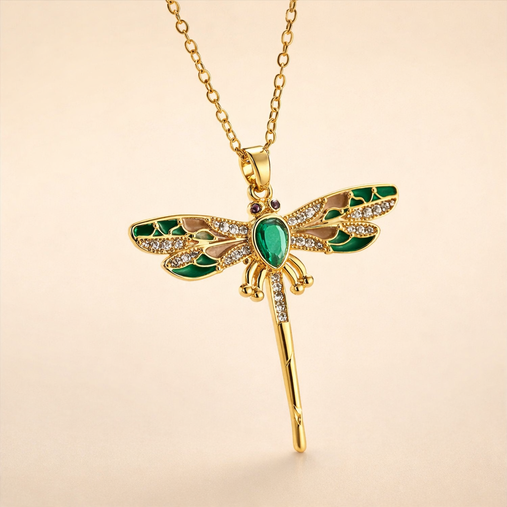 Dancing Dragonfly Gold Dreams Necklace
