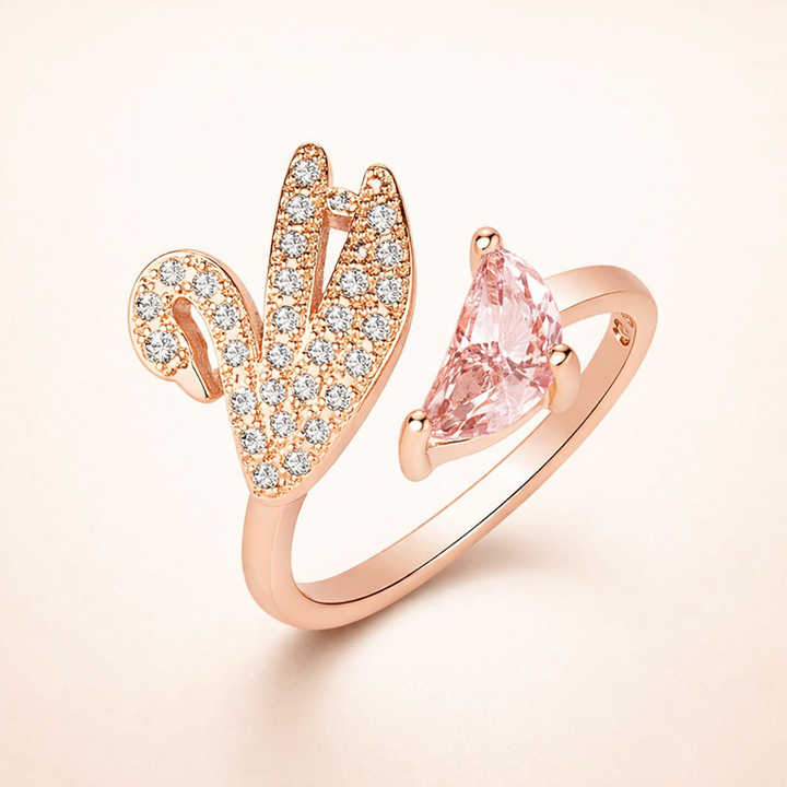 Swan Crystal Ring - Adjustable Rose Gold
