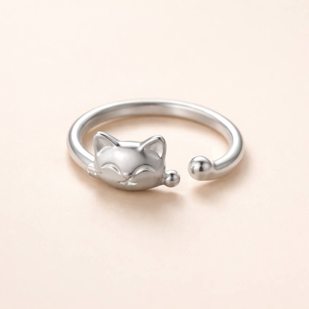 Vintage Silver Kitty Ring