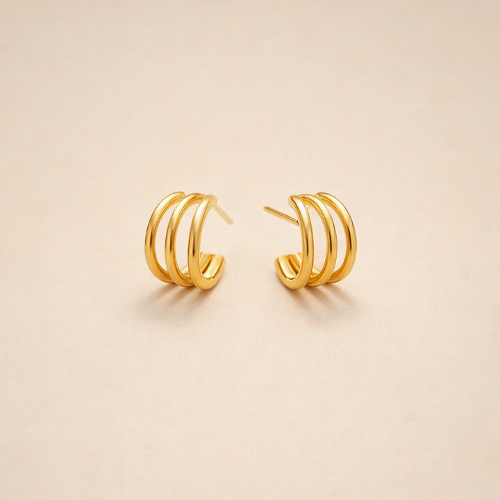 Anaya Triple Gold Hoop Earrings