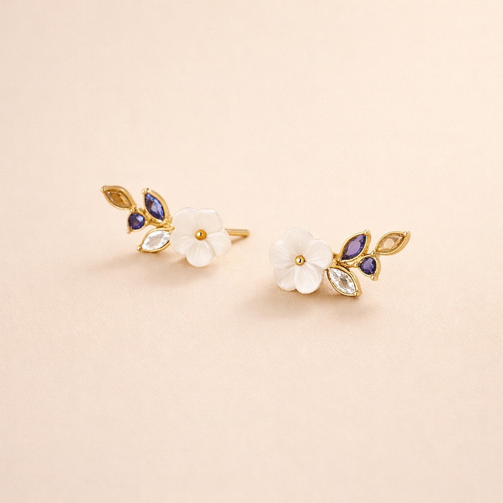 Crystal White Blossom Earrings