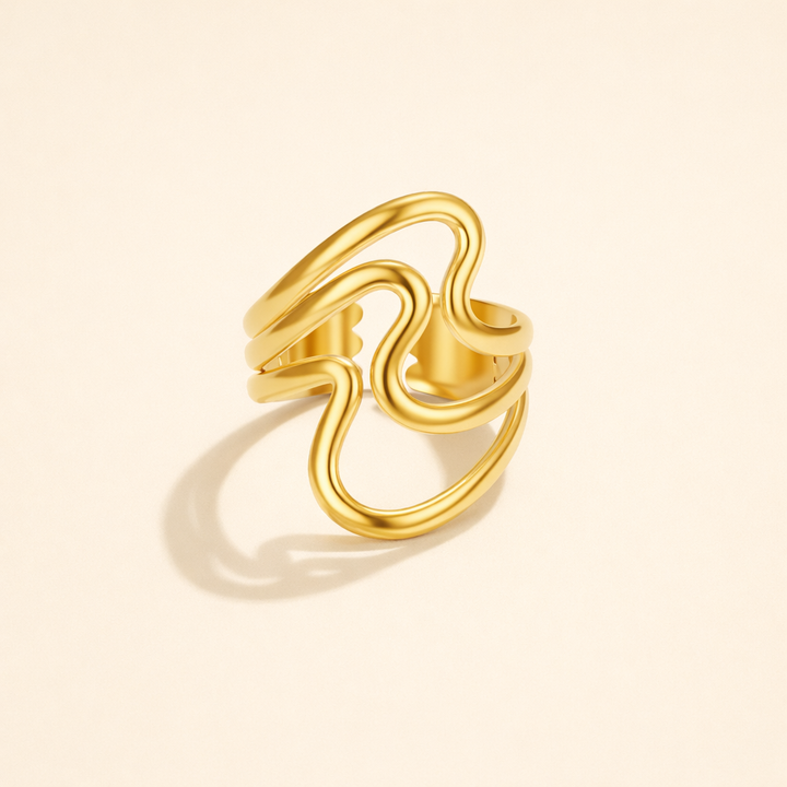 Gold Waves Wrap Ring