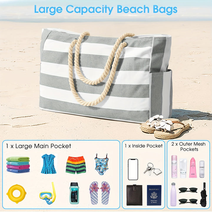 Large Fashionable Beach Bag with Leaf Print - Spacious, Durable and Perfect for Holidays