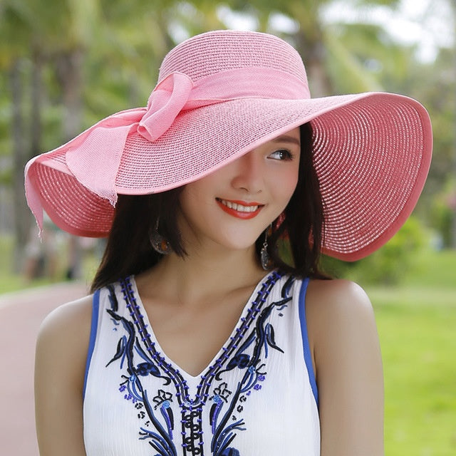 Damen-Strohhut mit Sonnenschutz – Candy