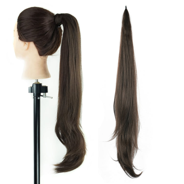 Flexible Synthetic Long Ponytail Wrapped Around Polish Curly Ponytail For Women