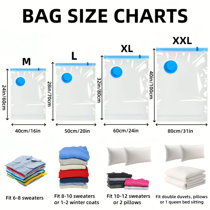 Extra Large Vacuum Storage Bag Set – Reusable, Waterproof and Space-Saving