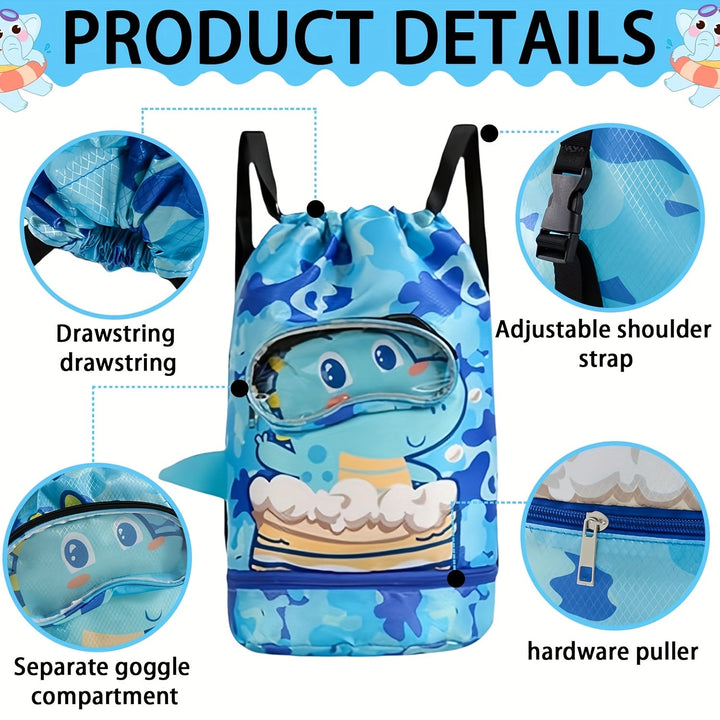 Ocean-Themed Swim Backpack - Waterproof with Wet/Dry Separation