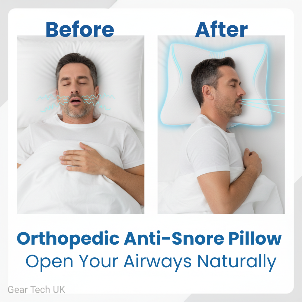 Sleep Apnoea and Snoring Relief Pillow – Ergonomic Anti-Snoring Memory Foam Pillow for Better Breathing and Deep Sleep Support