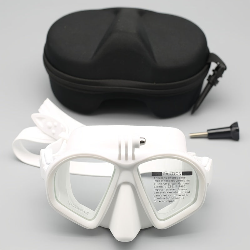 Gehärtete Tauchmaske mit Tasche - Taucherbrille mit Antifog und Kamerahalterung